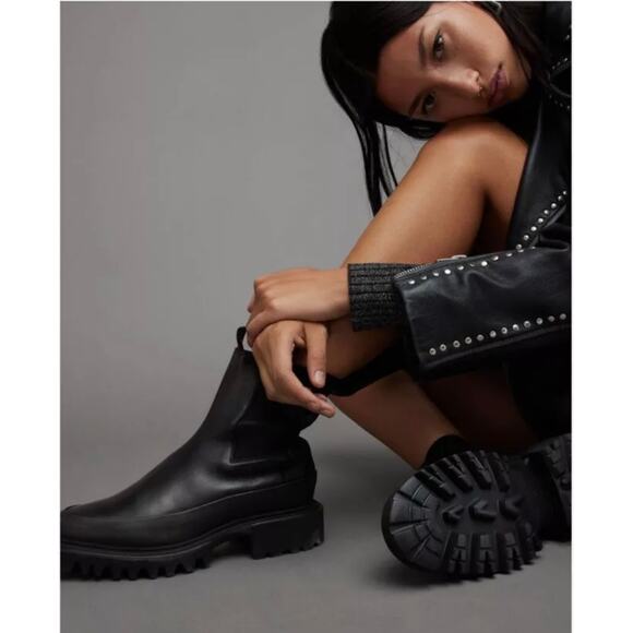 AllSaints Harlee Lug Sole Chelsea Boot Black Size 11 EU 41 (new) - Picture 1 of 9